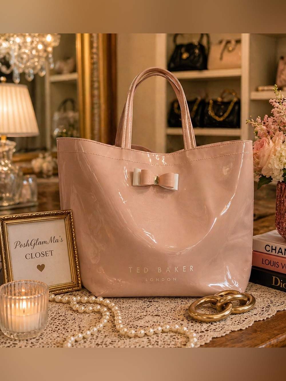 Ted Baker Pink Patent Bow Tote